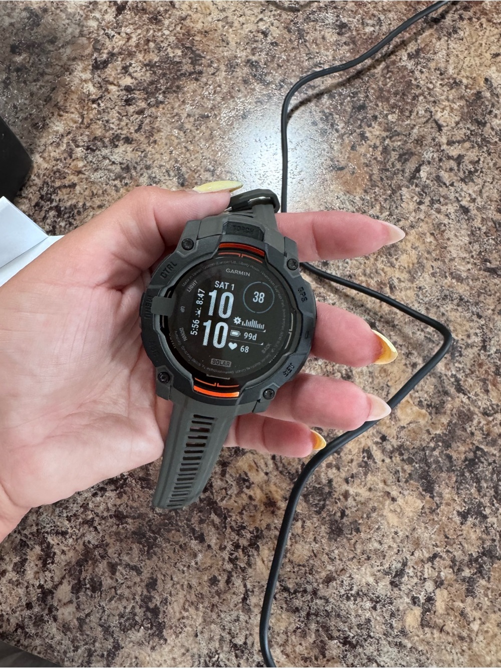 garmin Instinct 3 Solar 50mm Smartwatch - Black with Red Accents - Picture 3 of 6